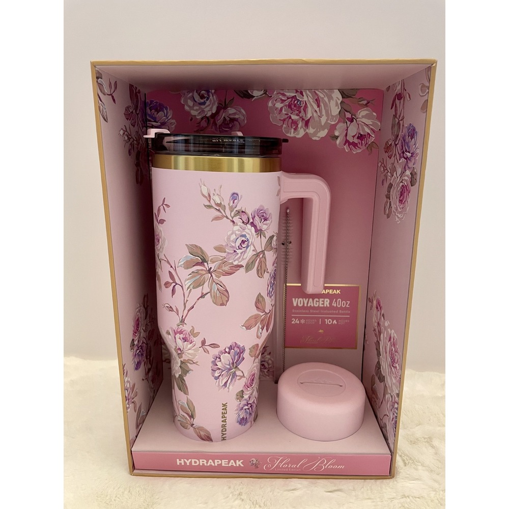 Hydrapeak Floral Bloom Rose‎ Vine Baby Pink Voyager Tumbler 40 Oz Easter NIB